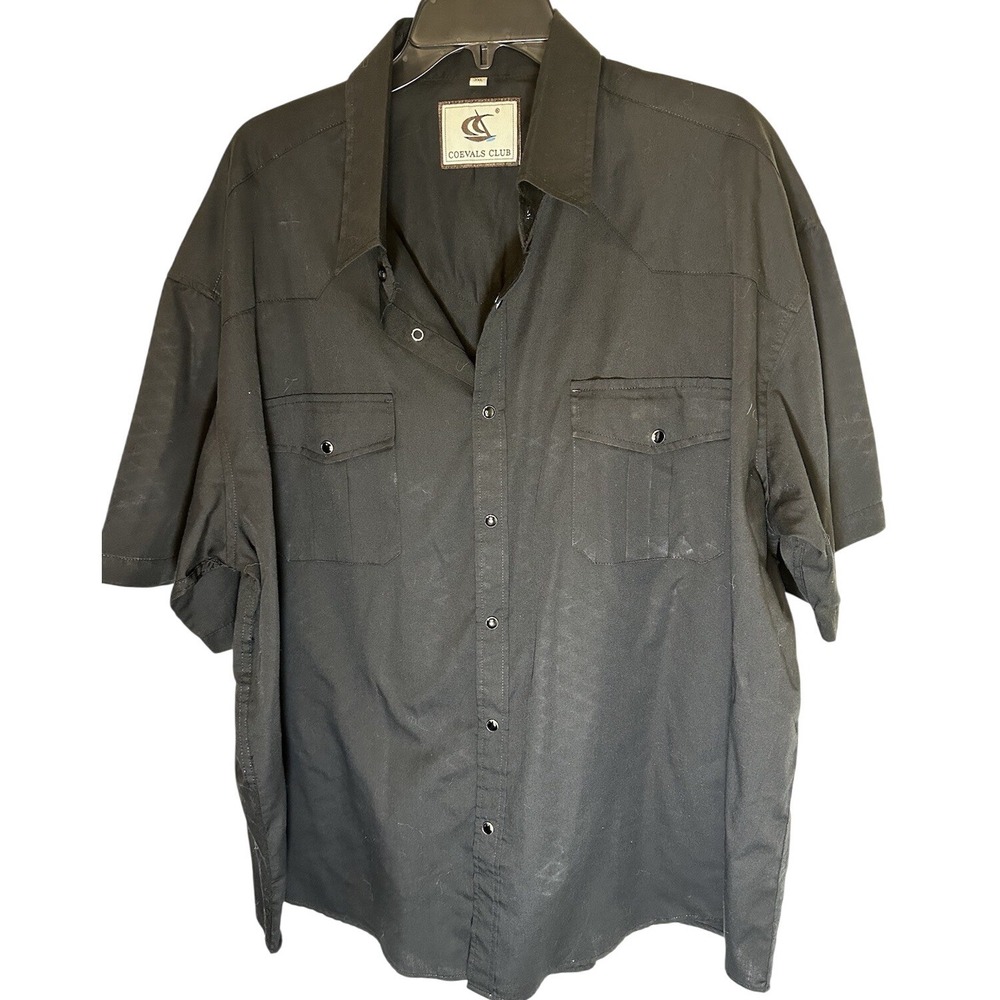 Coevals Club Men's Short Sleeve Casual Western Gray Snap Buttons Shirt 3XL